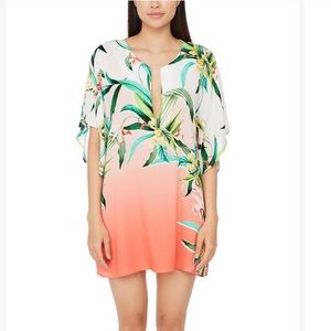 Trina Turk Orange Floral Ombré Costa Prada Caftan